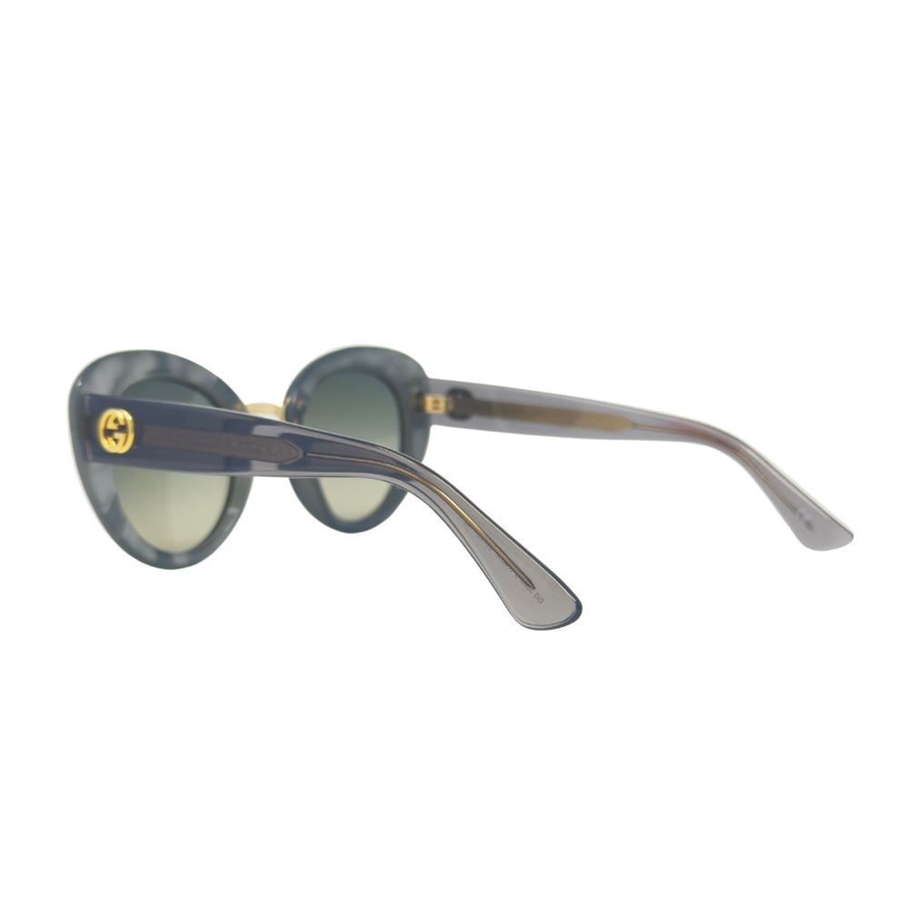 Gucci Sunglasses GG Logo Interlocking Gold‎ Tone Gray Marble Oversize Cat-Eye - Picture 4 of 8